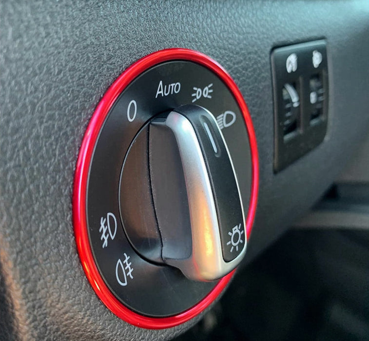 Red Headlamp Switch Surrounding Ring Trim For VW MK5/6 Golf GTI Jetta Passat CC