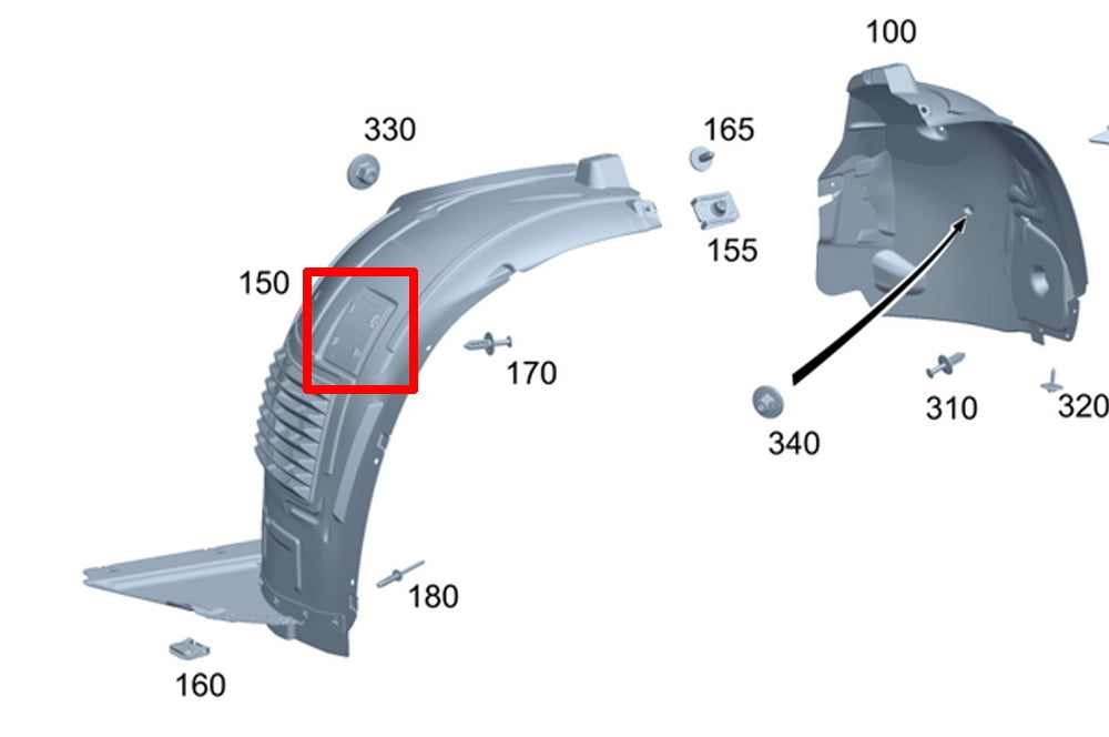 Front Wheel Fender Liner Covers For Mercedes W167 GLE GLS Headlight Fog Access