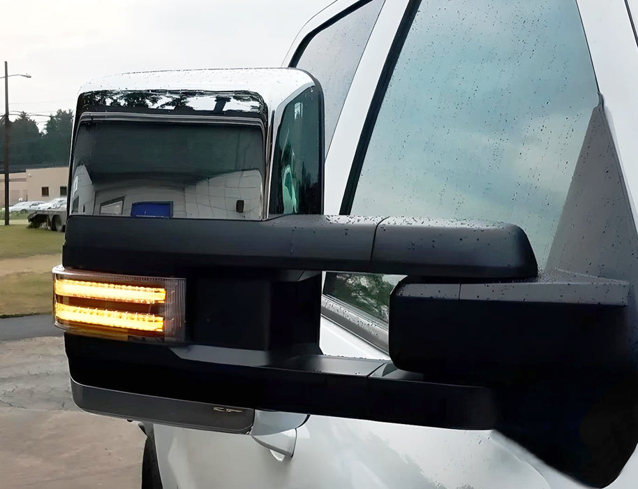Smoke Amber Sequential Blink LED Side Mirror Lamps For 15-19 Chevy GMC 2500 3500