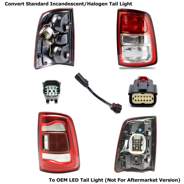 Incandescent To LED Tail Lights Conversion Wire Harness For 19-24 RAM 2500 3500