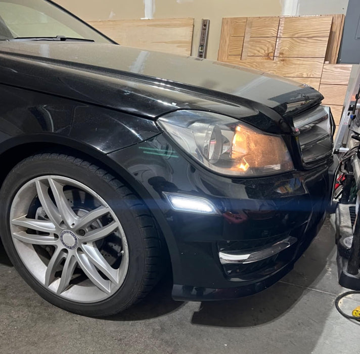 Euro Clear Lens White LED Side Marker Lights For 12-14 Mercedes W204 C250 C300