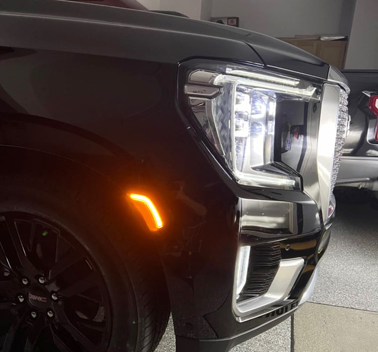 Clear Bold Arch Amber LED Front Side Markes For 2021-24 Yukon Suburban Escalade