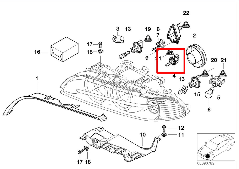 OE-Spec H7 Bulb Headlight High Beam Bulb Retainers For BMW 1997-03 E39 5 Series