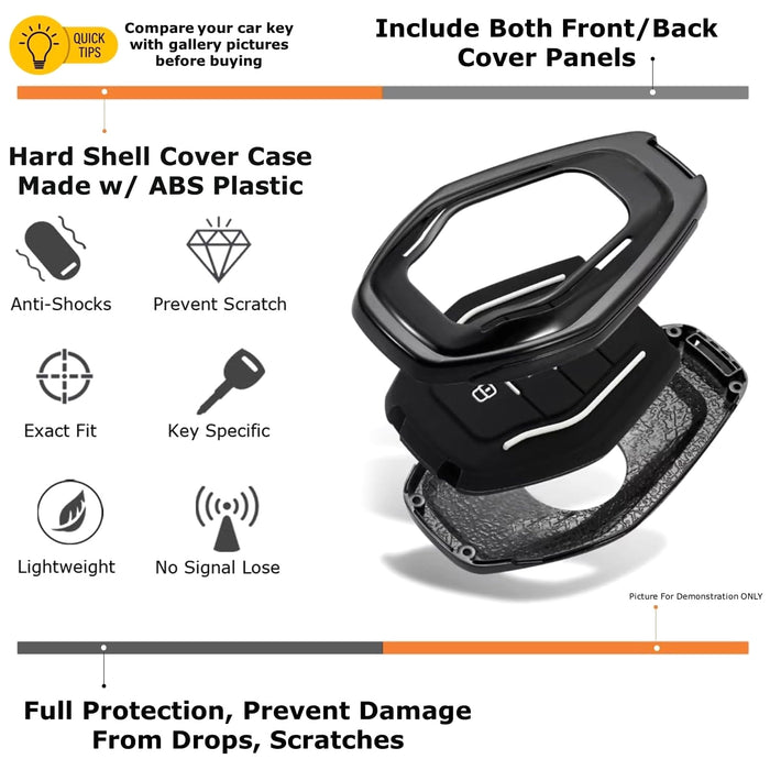 Black/Red Carbon Fiber Pattern Plastic Key Fob Case Shell For Mercedes Oval Key