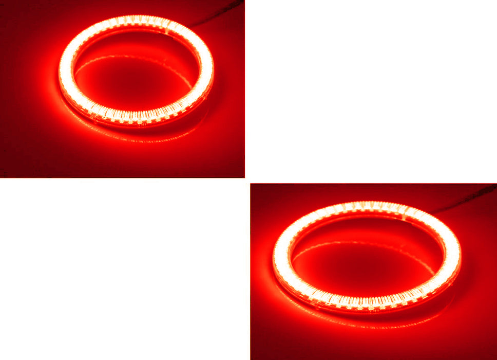 Pair 75mm Super Red LED Headlamp/Fog Retrofit Decoration Halo Ring Lig ...