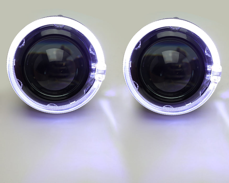 3.0" H1 Bi-Xenon Projector Lens + VW GTI Style White LED Halo Ring Shroud, Black