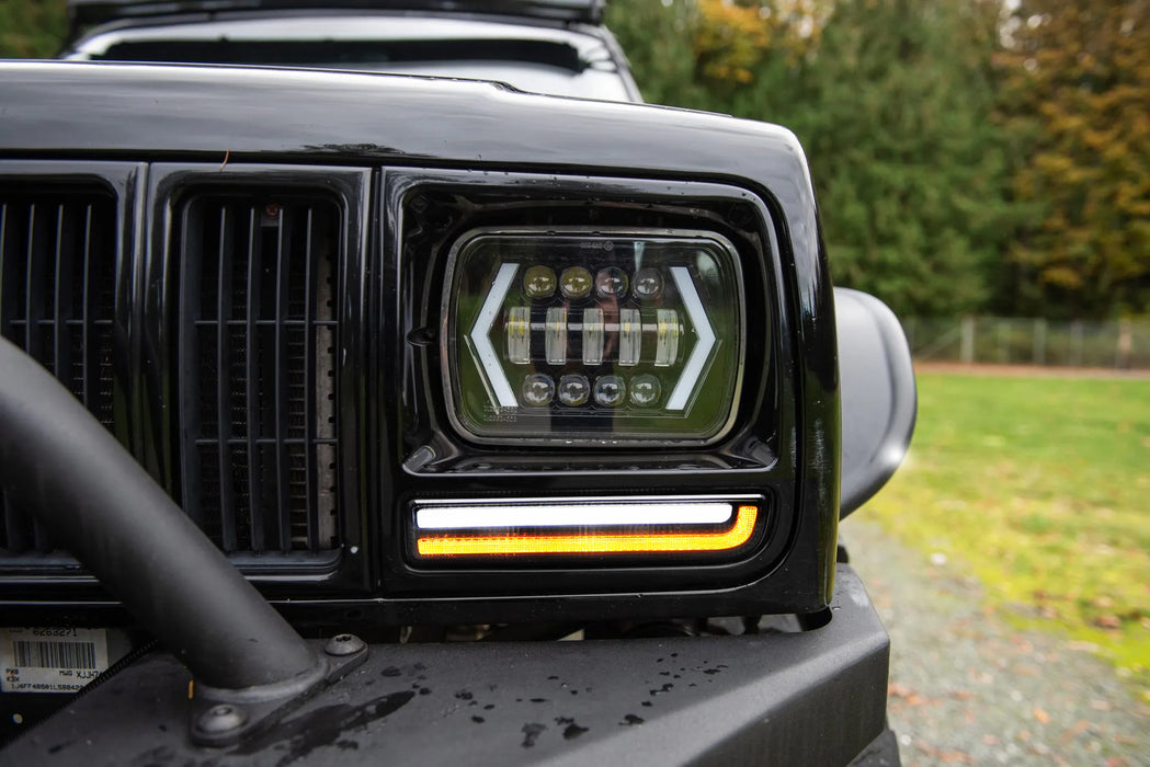 Clear Lens White LED DRL & Amber Front Turn Signal Lights For Jeep Cherokee XJ