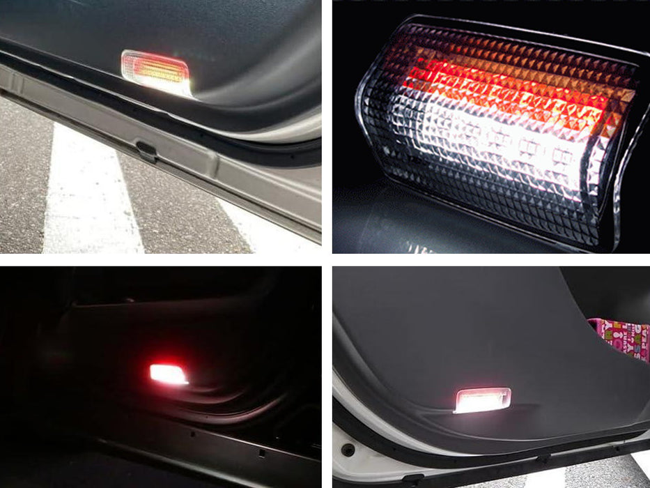 White LED + Red Strober Feature Side Door Courtesy Lights Assy For Lexus Toyota