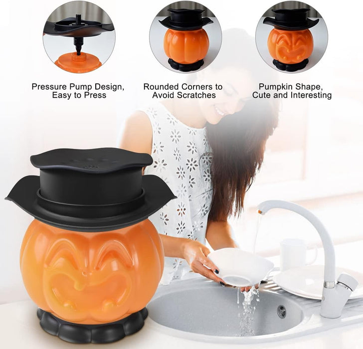 Halloween Pumpkin Head & Hat Dish Soap Dispenser Sponge Holder For Kitchen Sink