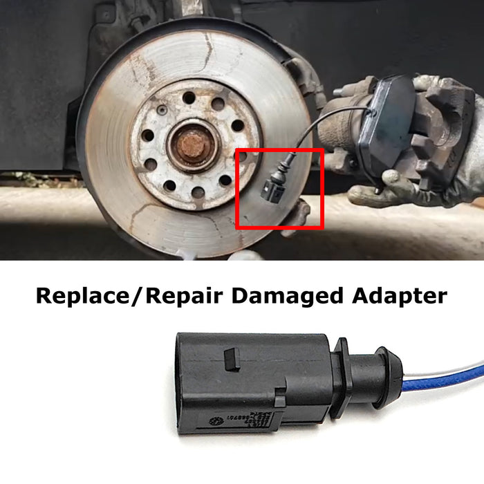 2-Pin Brake Pad Wear Indicator Sensor Pre-wired Plug Adapter For VW Audi Porsche