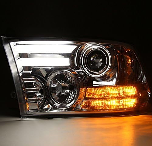 Chrome DRL Light Bar Projector Headlight For Dodge 2013-18 RAM 1500 2500 3500