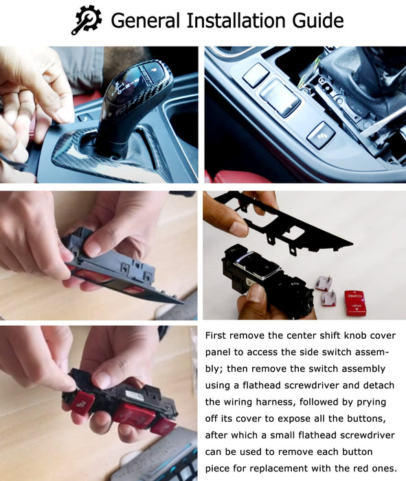 5pc M-Sport Red Center Console Button Cap Replacement Set For BMW F15 X5 F16 X6