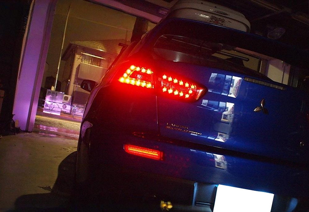 Red Lens Full LED Rear Bumper Reflectors For Lancer Evolution X, Outlander Sport