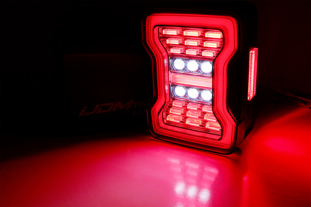 JL Style Smoke Lens 4-In-1 Full LED Tail Lights For Jeep 1997-17 Wrangler JK JKU