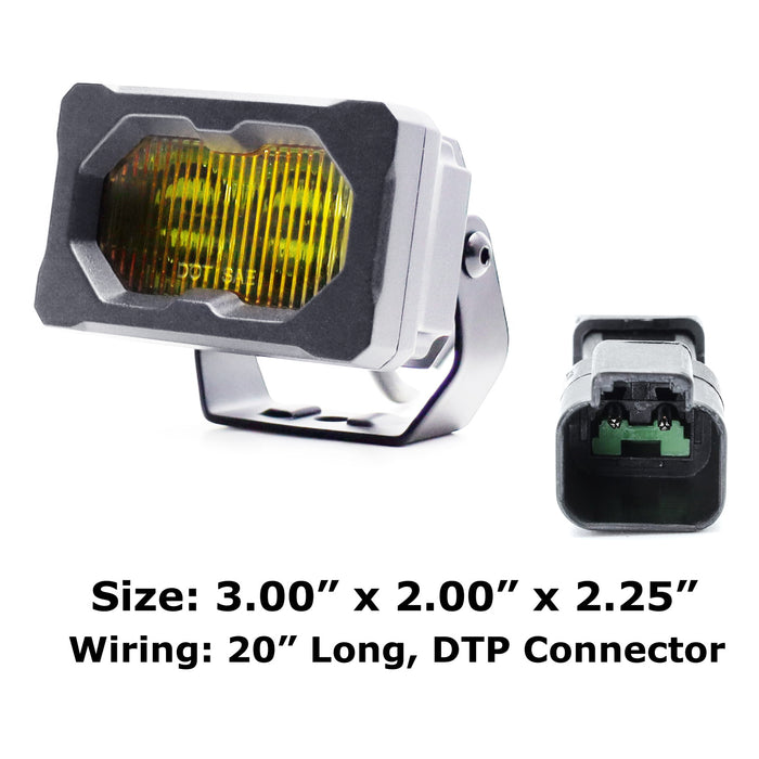3" Mini-SR Yellow Flood Beam 16W High Power LED Pods For Car Truck SUV ATV 4x4