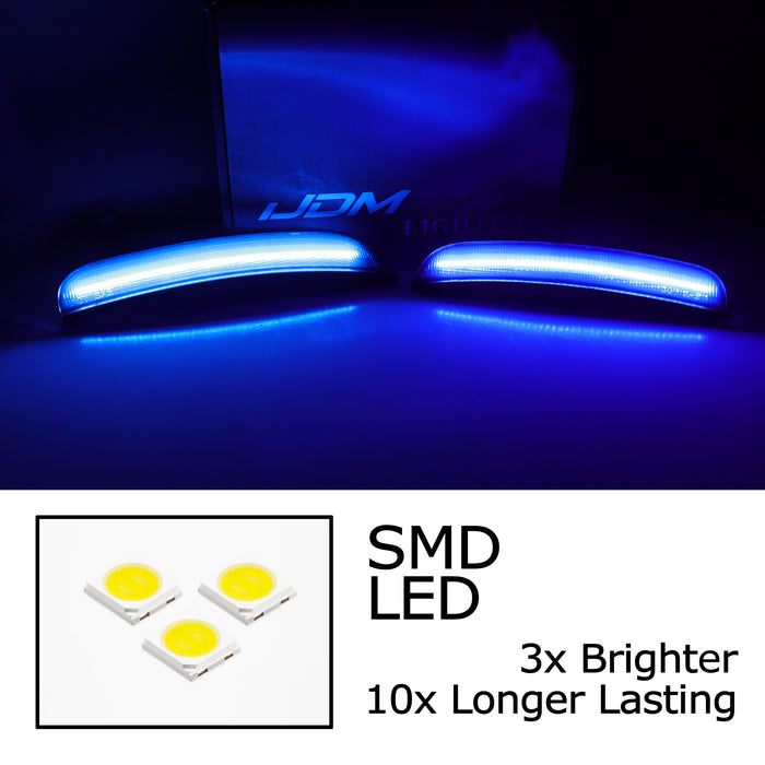 Smoked Lens Front/Rear Blue LED Strip Side Marker Lights For 15-23 Dodge Charger
