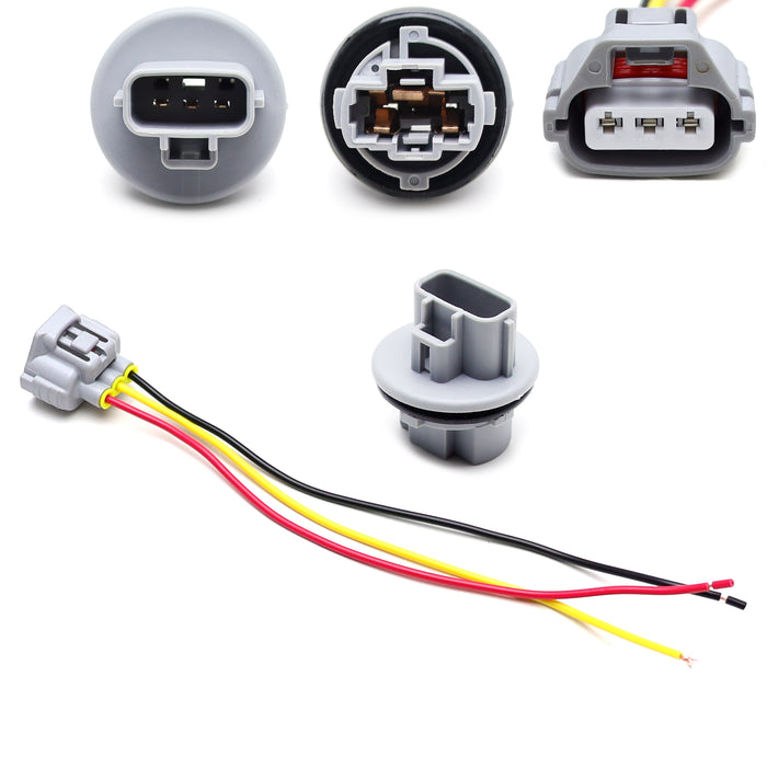 3157 Front Turn Signal/DRL Light Bulb Plug Socket w/5" Adapter Wiring For Toyota