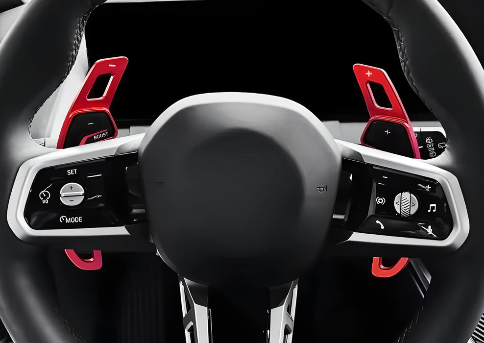 Red Aluminum Larger Paddle Shifter Extension For BMW G60 5 Series i5, G45 X3, X1