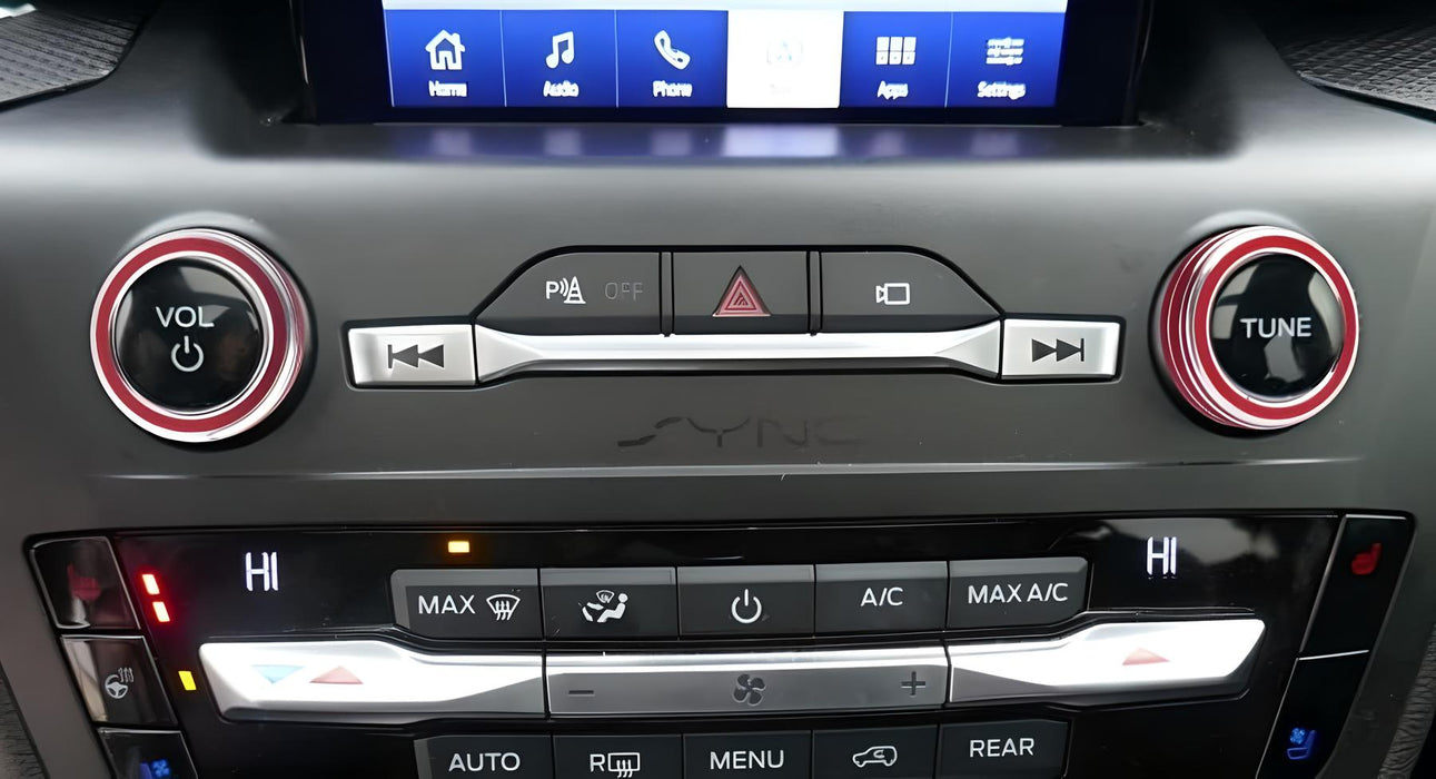 Red Center Dash Stereo Radio Vol Tune Switch Knob Cover For Ford 20-24 Explorer