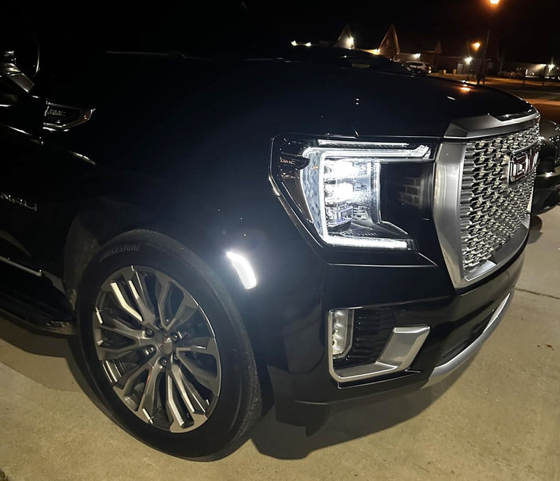 Clear Bold Arch White LED Front Side Markes For 2021-24 Yukon Suburban Escalade