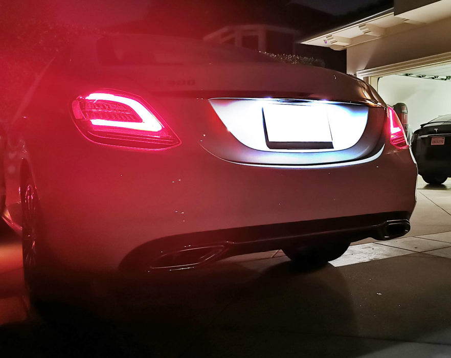 White Full LED License Plate Lights For Mercedes W205 W213 W222 C E S CLS Class