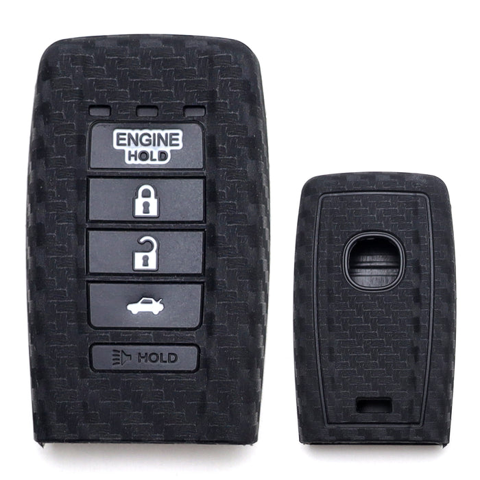 Carbon Fiber Pattern Silicone Key Cover For Acura MDX RDX ZDX 5-Button Smart Key