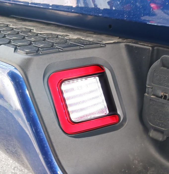 White Full LED License Plate Lights w/ Red Accent C-Ring Trim For 2003-2018 RAM