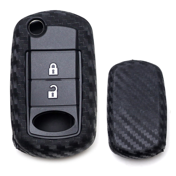 Carbon Fiber Silicone Key Cover For Land Rover LR3 Range Rover Flip Blade Key
