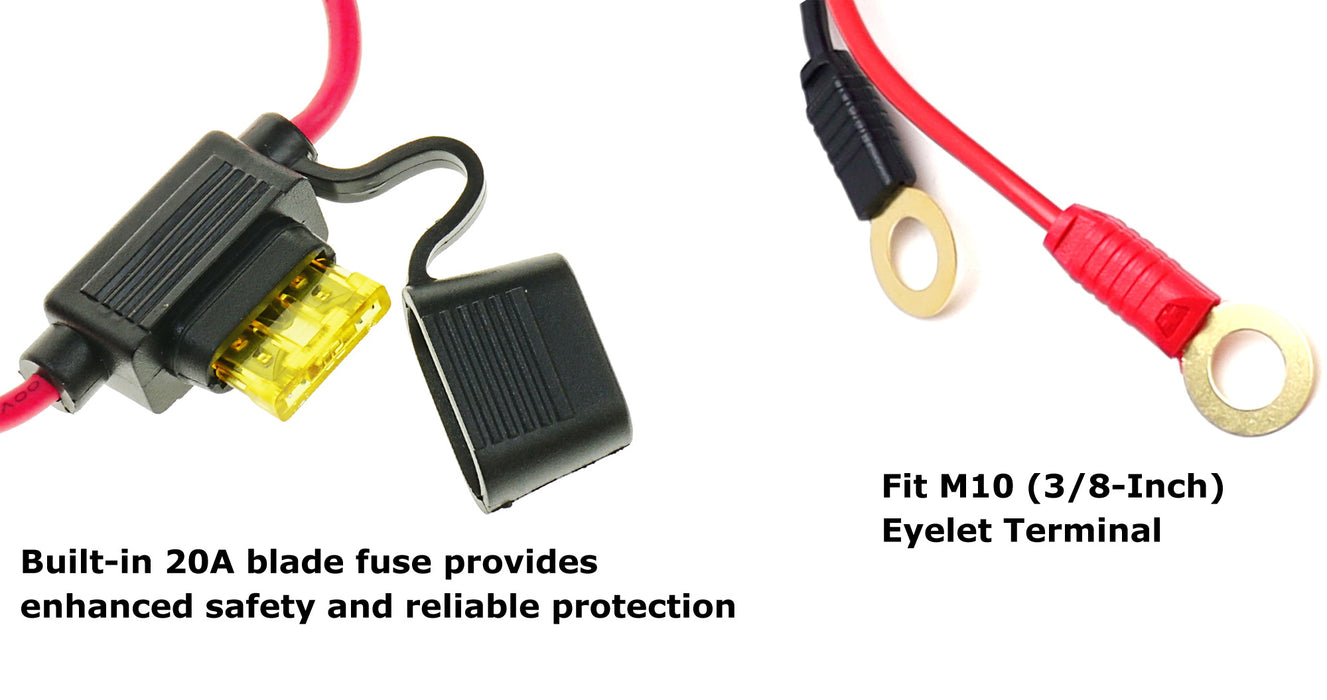 Fit NOCO GC008 X-Connect Battery Charger w/ M10 Eyelet Terminal Jumper Wire Kit