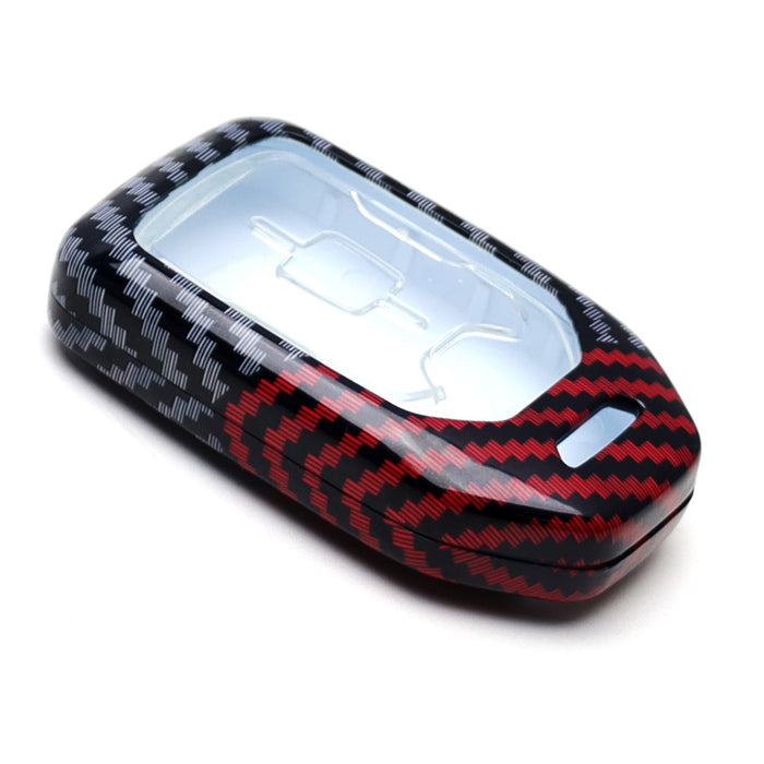 Black/Red Carbon Fiber Finish Plastic Key Fob Case Shell For Chevy GMC Truck SUV