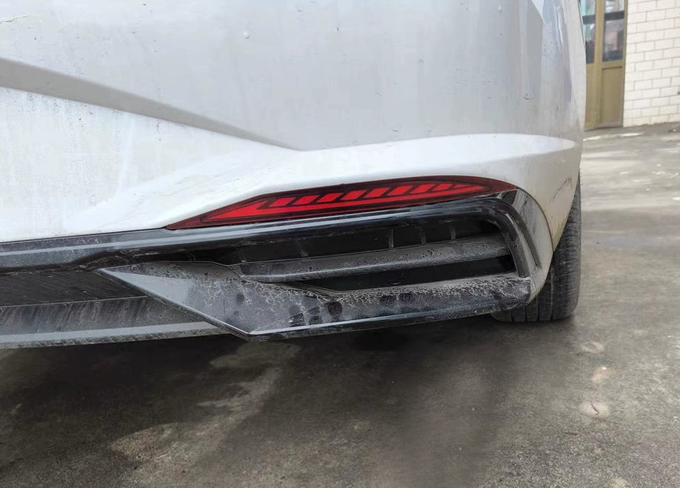 Dark Red Full LED Rear Bumper Reflectors For 2021-23 Elantra w/ Sequential Blink