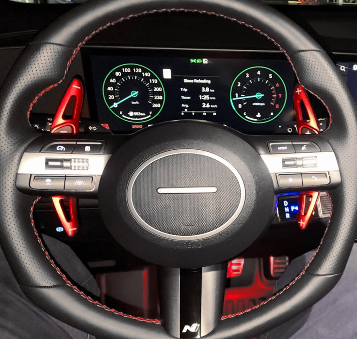 Red Aluminum Larger Paddle Shifter Extensions For Hyundai 24+ Sonata Tucson Kona