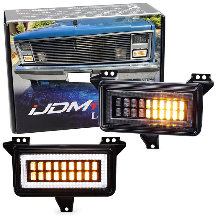 Clear Lens White LED DRL & Amber Turn Signal Lights For Chevy/GMC C/K SUV Truck