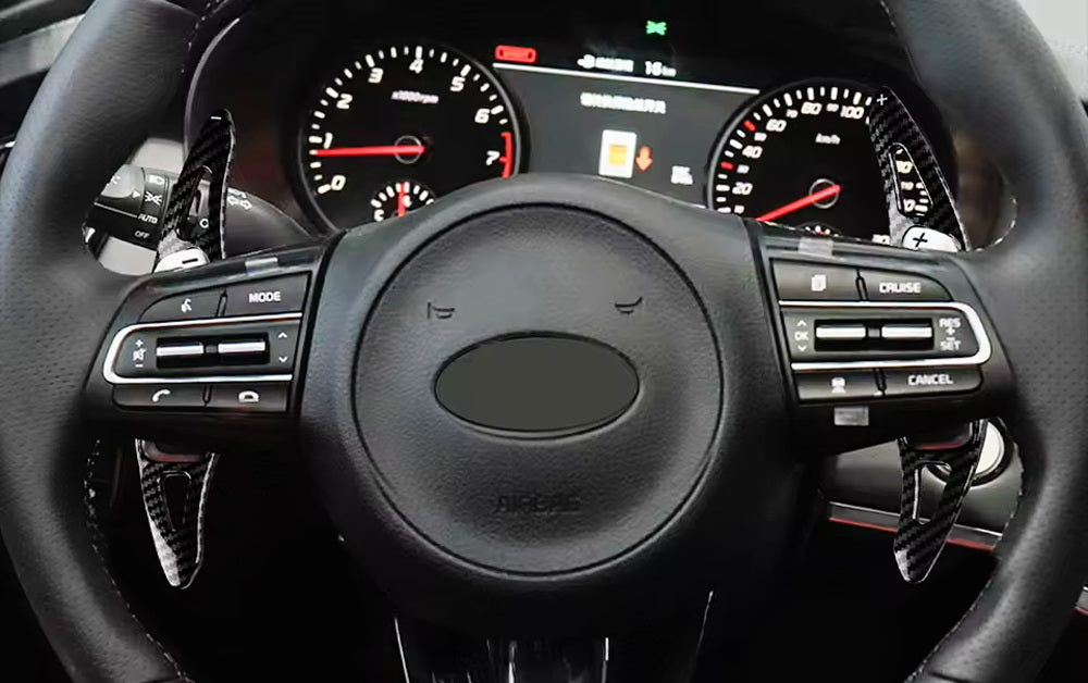 Twill-Weave "Carbon" Pattern Steering Wheel Paddle Shifters For Kia Stinger K8