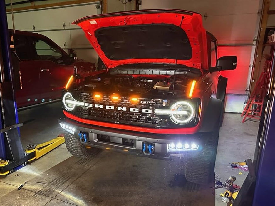Hood Trail Sight Replace White/Amber Switchback LED DRL Markers For Ford Bronco