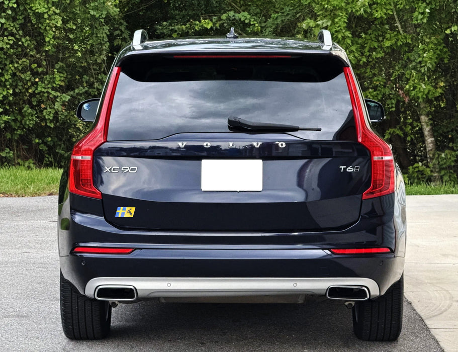 Swedish Gold Nordic Cross w/ Prancing Moose Emblem Badge Set For Volvo Trunk Lid