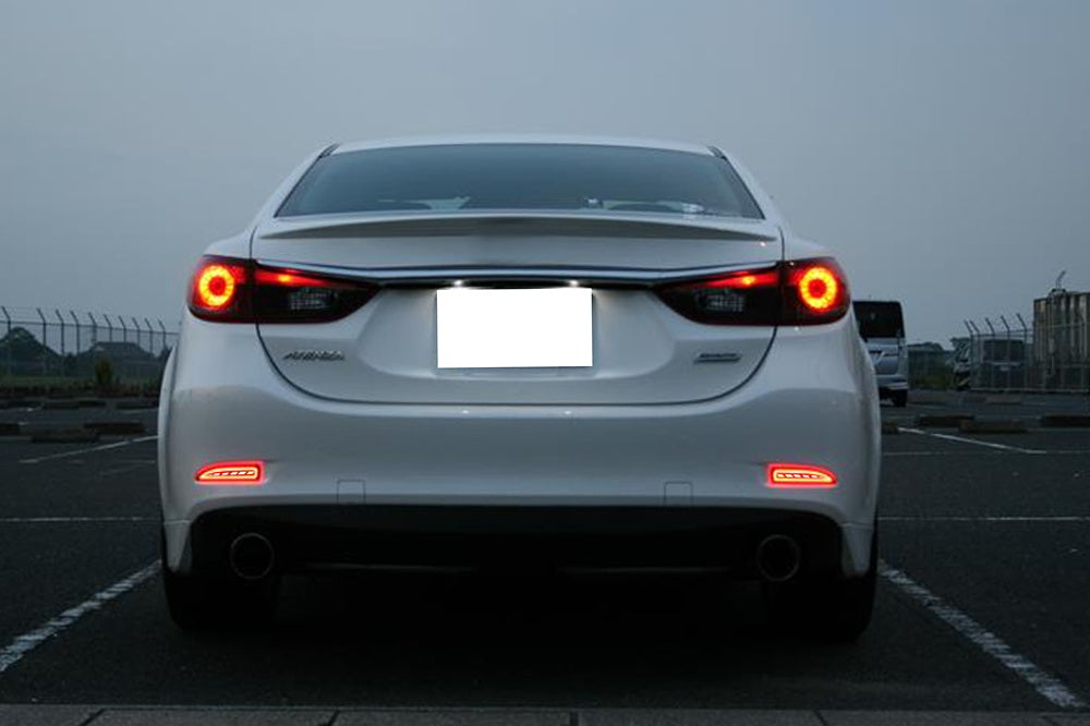 Red Lens Full LED Rear Bumper Reflector Kit For Mazda 3 5 6 as Tail/Brake/Signal