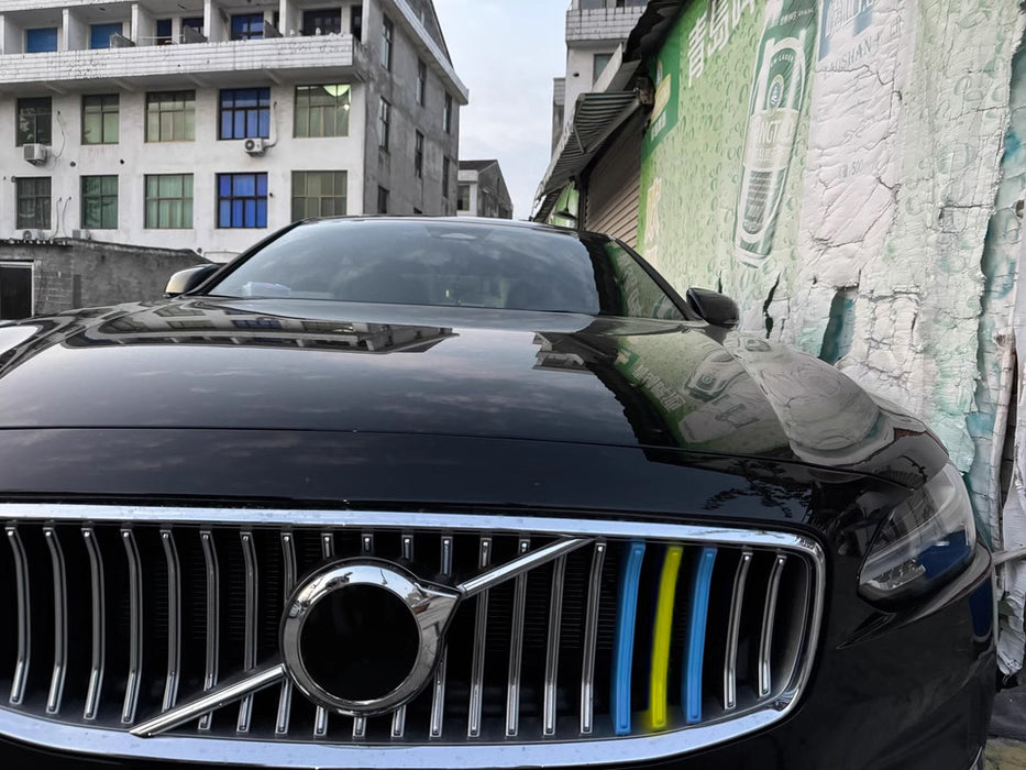 Sweden Flag Color Grille Decoration Insert Trims For 2021-up Facelift Volvo S90