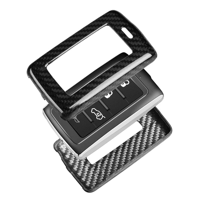 Gloss Genuine Carbon Fiber Key Fob Cover For Jeep 21-up Grand Cherokee, Wagoneer