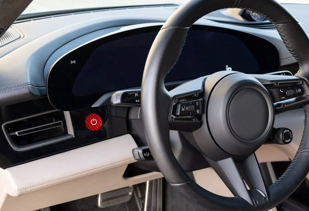 Sports Red Real Carbon Fiber Engine Start Stop Button Cover For Porsche Taycan