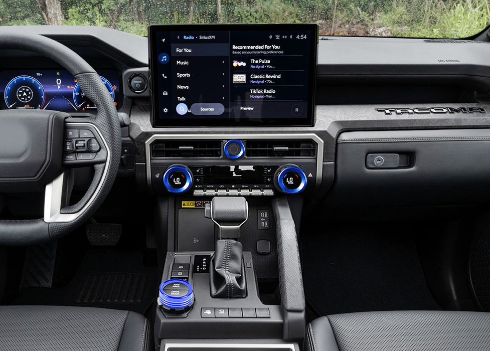 4pc Blue Drive Mode, Volume/AC Knob Covers For 24+ Tacoma 25+ 4Runner 14" Screen