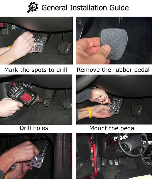 3pc Racing Style Bolt-On Aluminum Pedal Covers Set For Acura/Honda/Subaru, etc