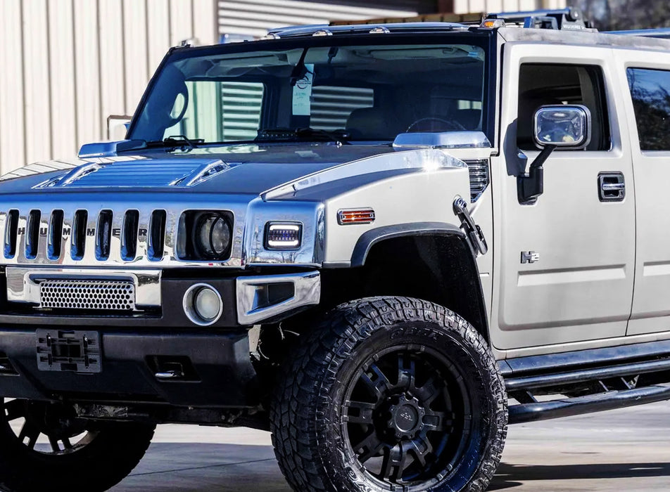 Smoke Full LED White Halo/Amber Sequential Blink Front Turn Signal For Hummer H2