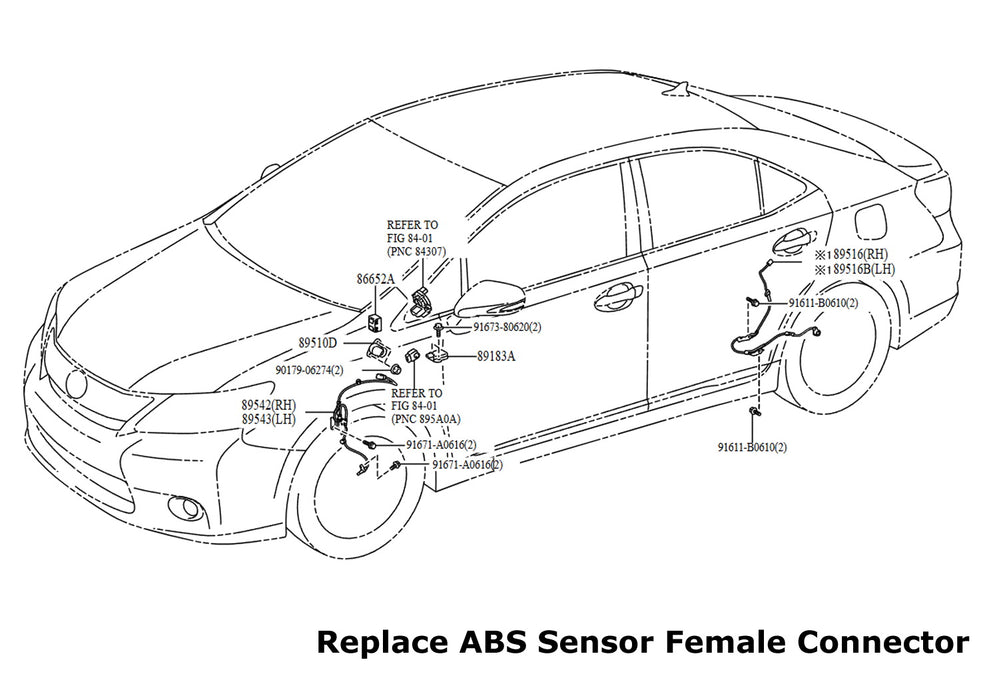 2-Pin Female Rear ABS Wheel Speed Sensor Connector Wiring For Nissan Infiniti