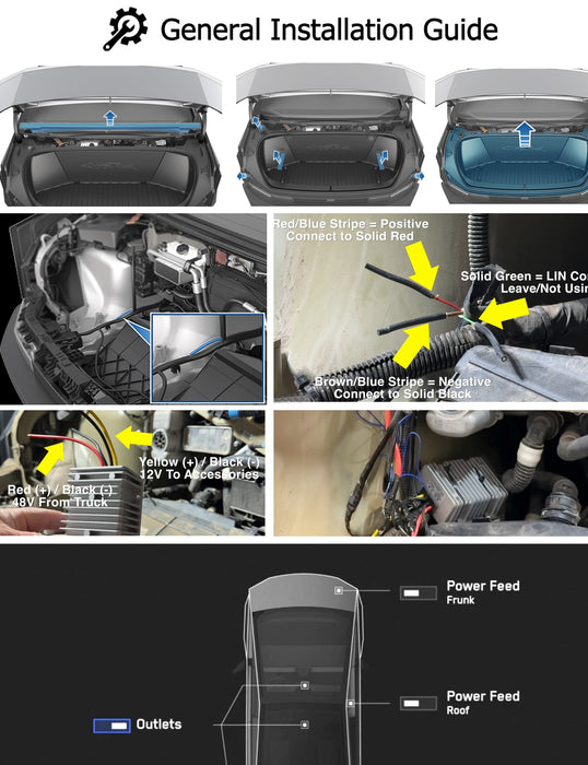 48V Step-Down 12V 300W Max Converter For Tesla CyberTruck Install LED Light Bar