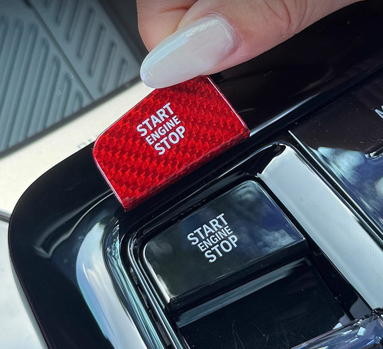 Red Real Carbon Fiber Engine Start Stop Button Cover For BMW 5 7 Series i5 i7 X3