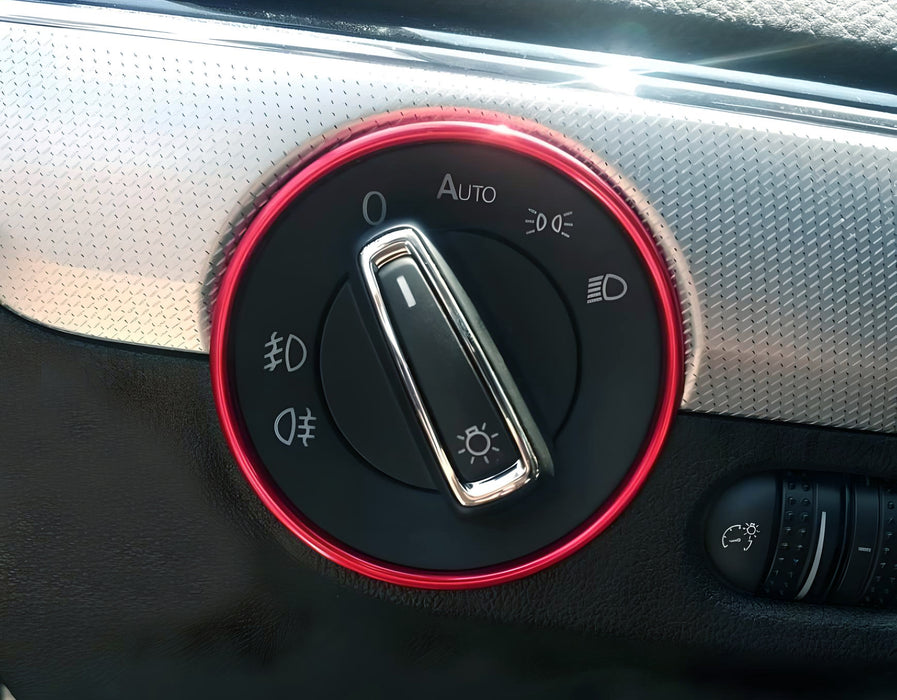 Red Headlamp Switch Surrounding Ring Trim For VW MK5/6 Golf GTI Jetta Passat CC