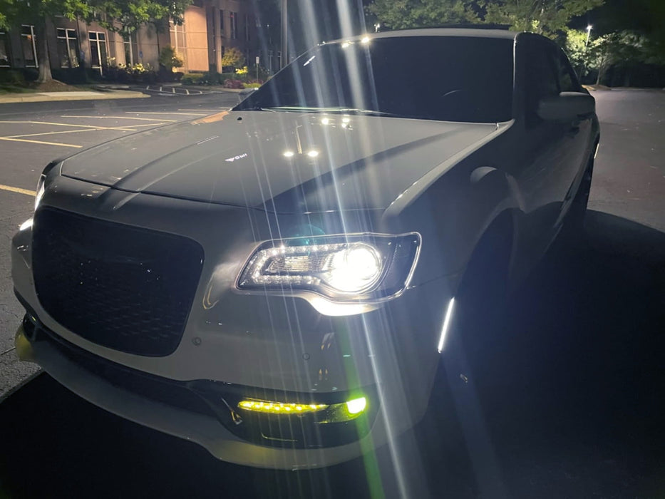 Smoked Lens All White Full LED Side Marker Light Kit For 2015-2023 Chrysler 300