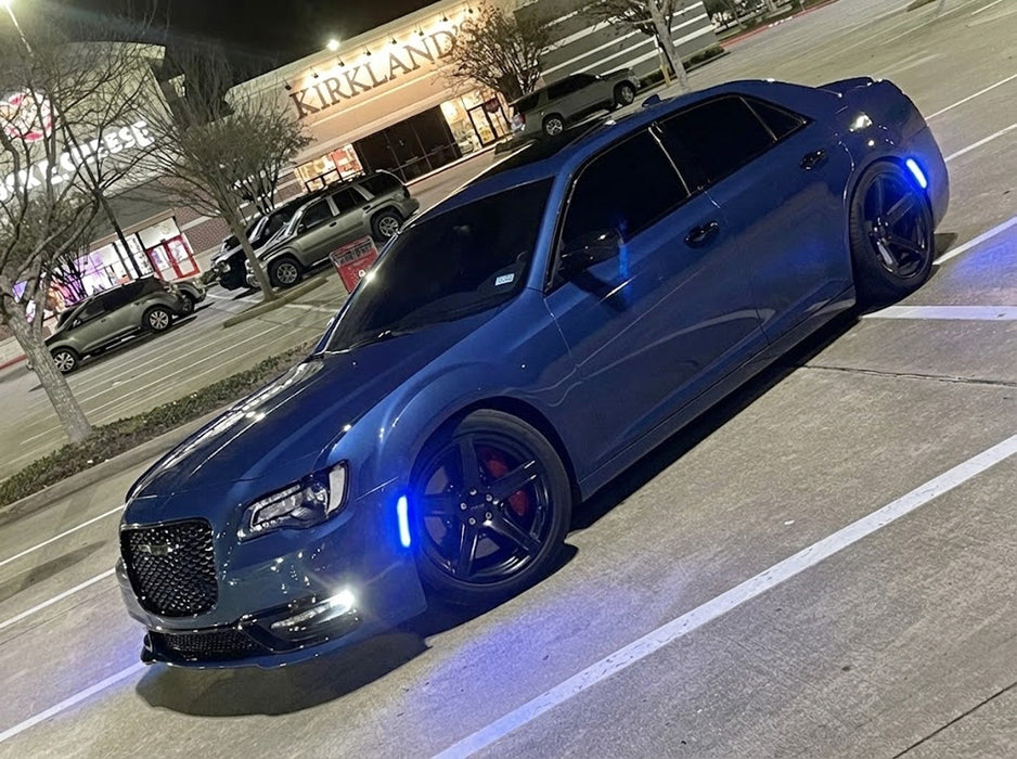 Smoked Lens All Blue Full LED Side Marker Light Kit For 2015-2023 Chrysler 300