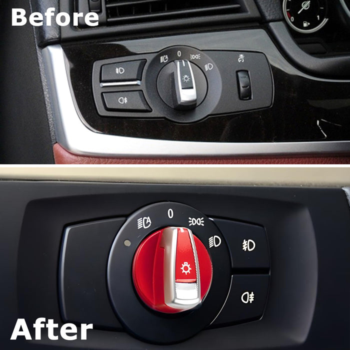 M-Sport Red Headlight Turn Knob Switch Cap Replacement For BMW E90 E92 3 Series